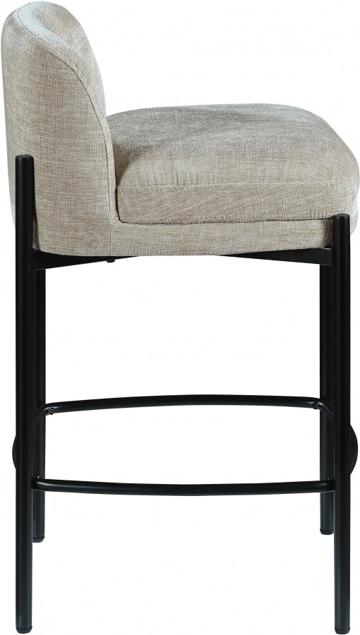 Burton Chenille Fabric Upholstered Bar / Counter Stool — 429-C - Beige - 429Beige-C alternate view 4