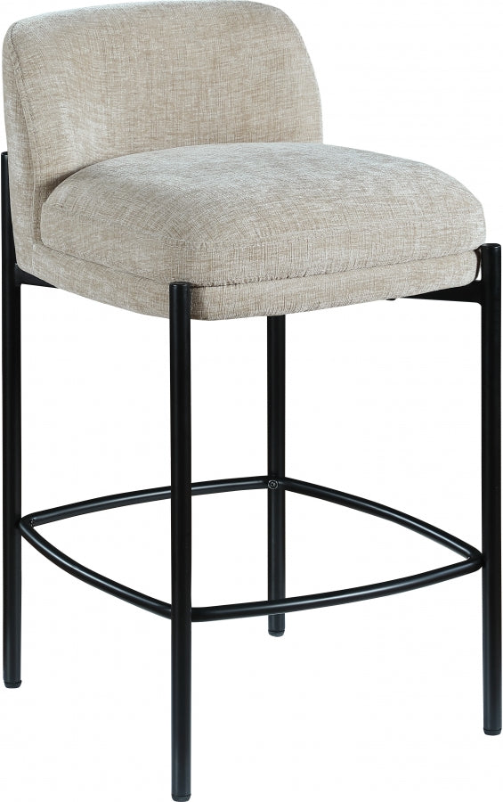 Burton Chenille Fabric Upholstered Bar / Counter Stool — 429-C - Beige - 429Beige-C