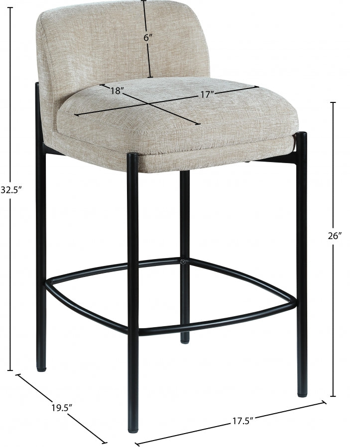 Burton Chenille Fabric Upholstered Bar / Counter Stool — 429-C - Beige - 429Beige-C Dim