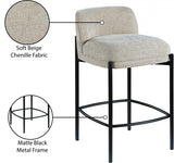 Burton Chenille Fabric Upholstered Bar / Counter Stool — 429-C - Beige - 429Beige-C Infographic