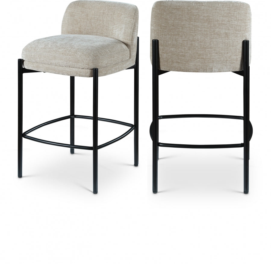 Burton Chenille Fabric Upholstered Bar / Counter Stool — 429-C - Beige - 429Beige-C Double Chair
