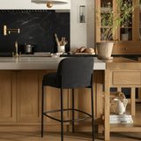 Burton Chenille Fabric Upholstered Bar / Counter Stool — 429-C - Black - 429Black-C alternate view 1
