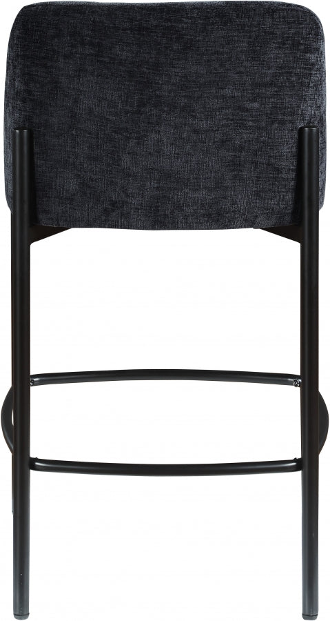 Burton Chenille Fabric Upholstered Bar / Counter Stool — 429-C - Black - 429Black-C alternate view 2