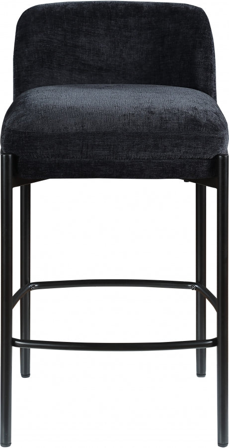 Burton Chenille Fabric Upholstered Bar / Counter Stool — 429-C - Black - 429Black-C alternate view 3