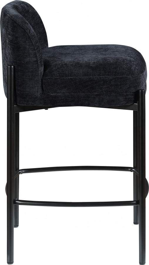 Burton Chenille Fabric Upholstered Bar / Counter Stool — 429-C - Black - 429Black-C alternate view 4