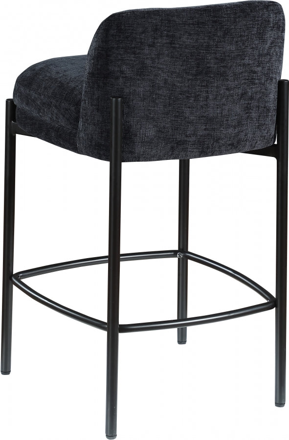Burton Chenille Fabric Upholstered Bar / Counter Stool — 429-C - Black - 429Black-C alternate view 5