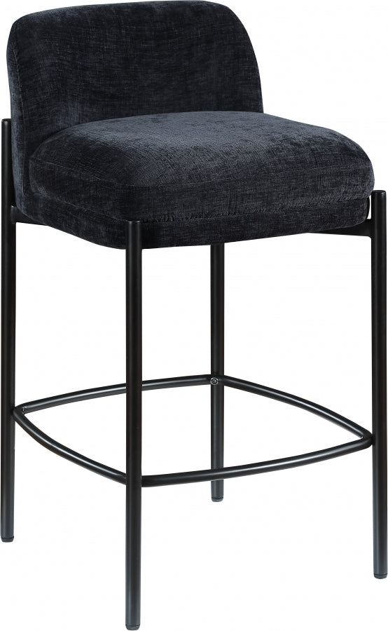 Burton Chenille Fabric Upholstered Bar / Counter Stool — 429-C - Black - 429Black-C
