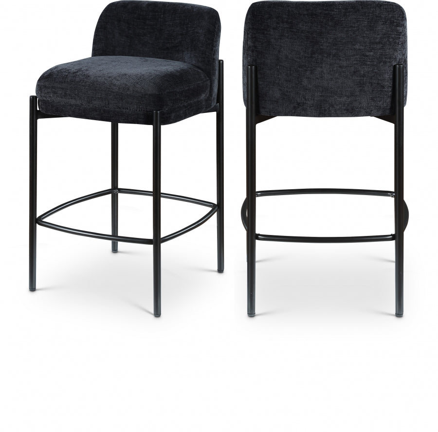 Burton Chenille Fabric Upholstered Bar / Counter Stool — 429-C - Black - 429Black-C Double Chair