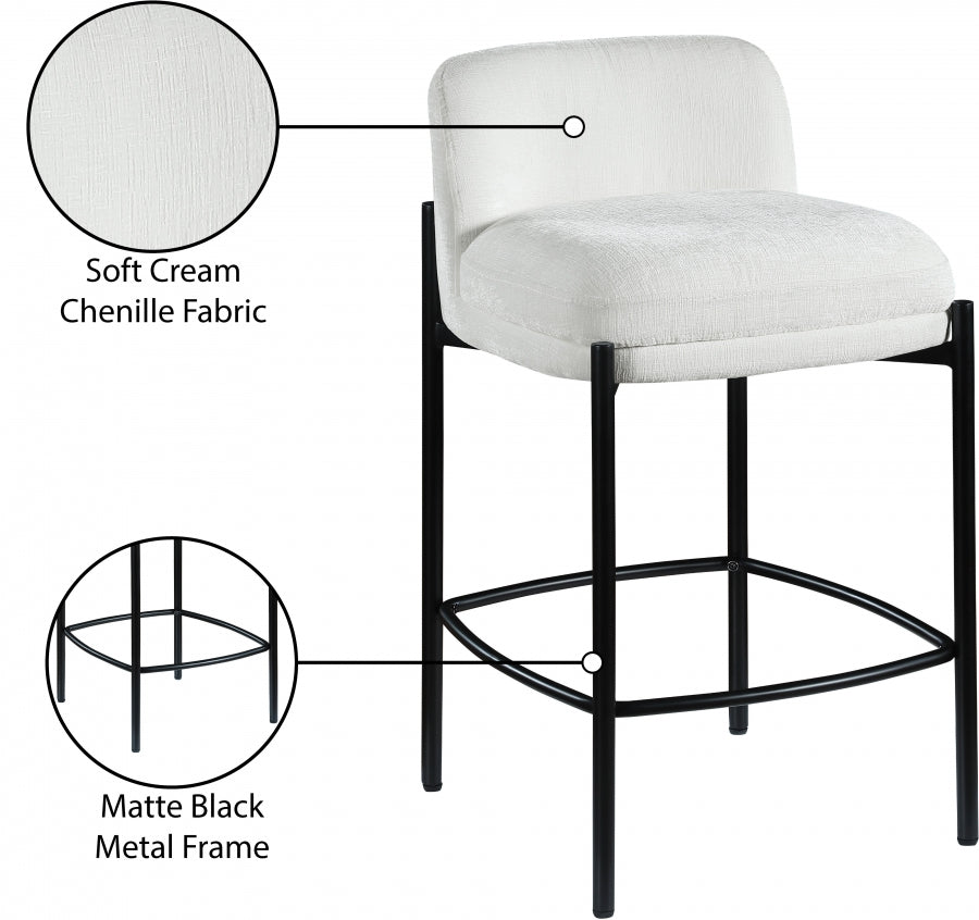Burton Chenille Fabric Upholstered Bar / Counter Stool — 429-C - Cream - 429Cream-C Infographic
