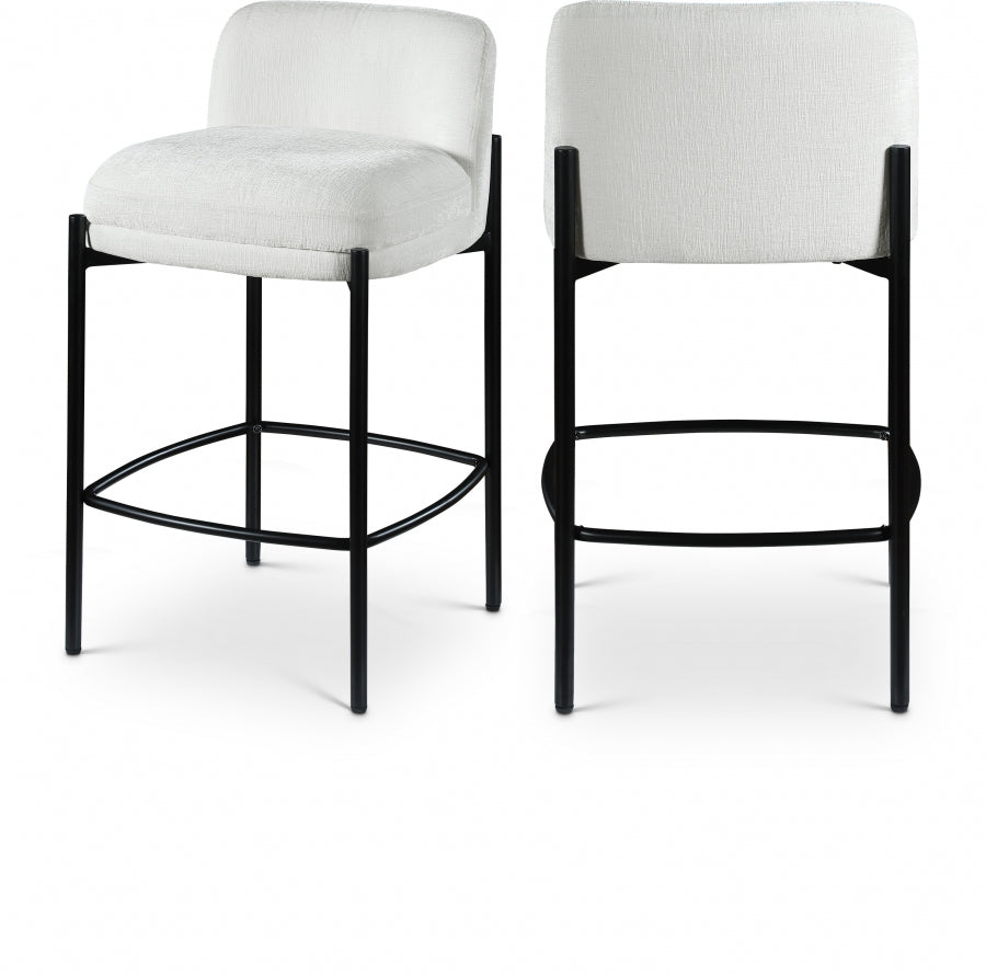 Burton Chenille Fabric Upholstered Bar / Counter Stool — 429-C - Cream - 429Cream-C Double Chair