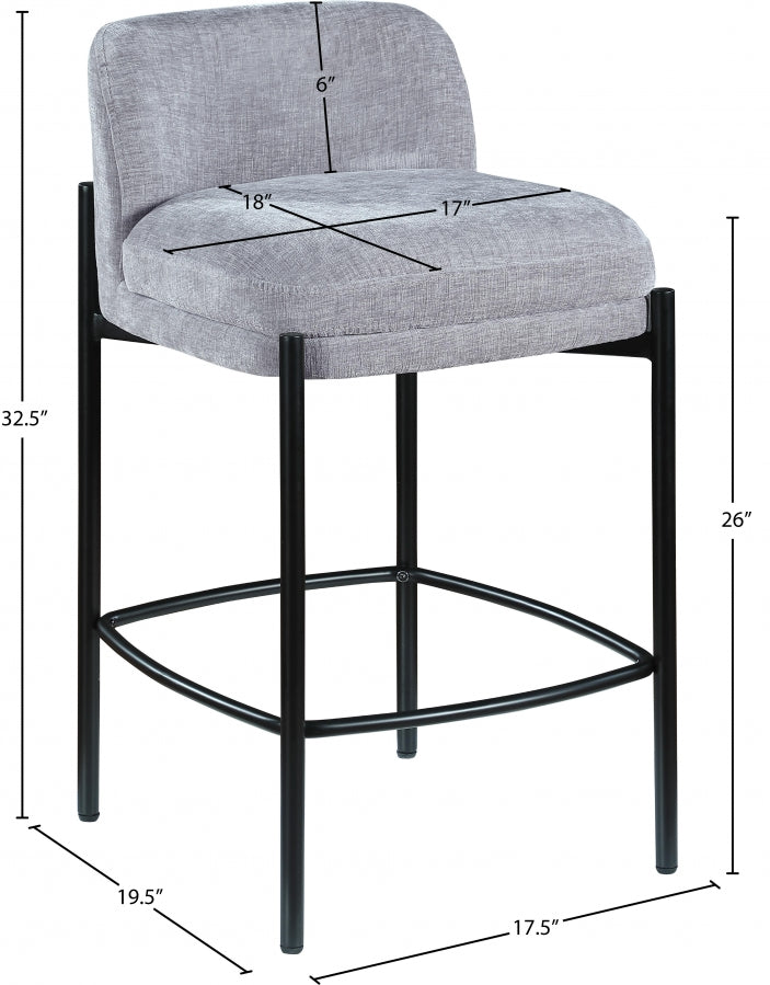 Burton Chenille Fabric Upholstered Bar / Counter Stool — 429-C - Grey - 429Grey-C Dim