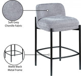 Burton Chenille Fabric Upholstered Bar / Counter Stool — 429-C - Grey - 429Grey-C Infographic