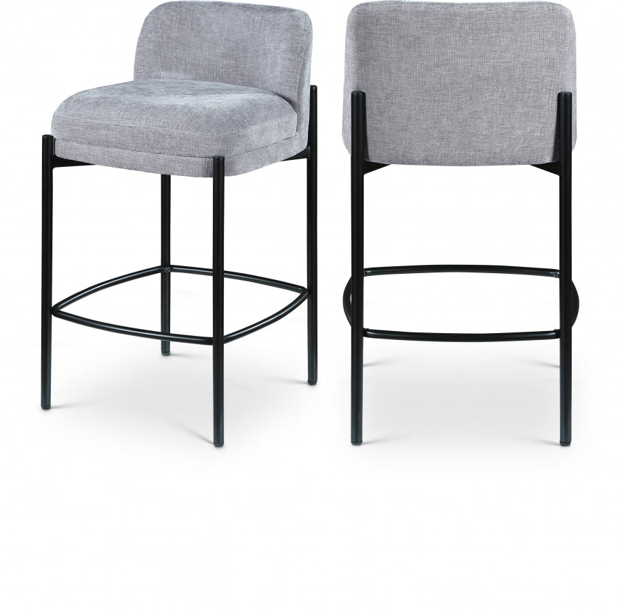 Burton Chenille Fabric Upholstered Bar / Counter Stool — 429-C - Grey - 429Grey-C Double Chair