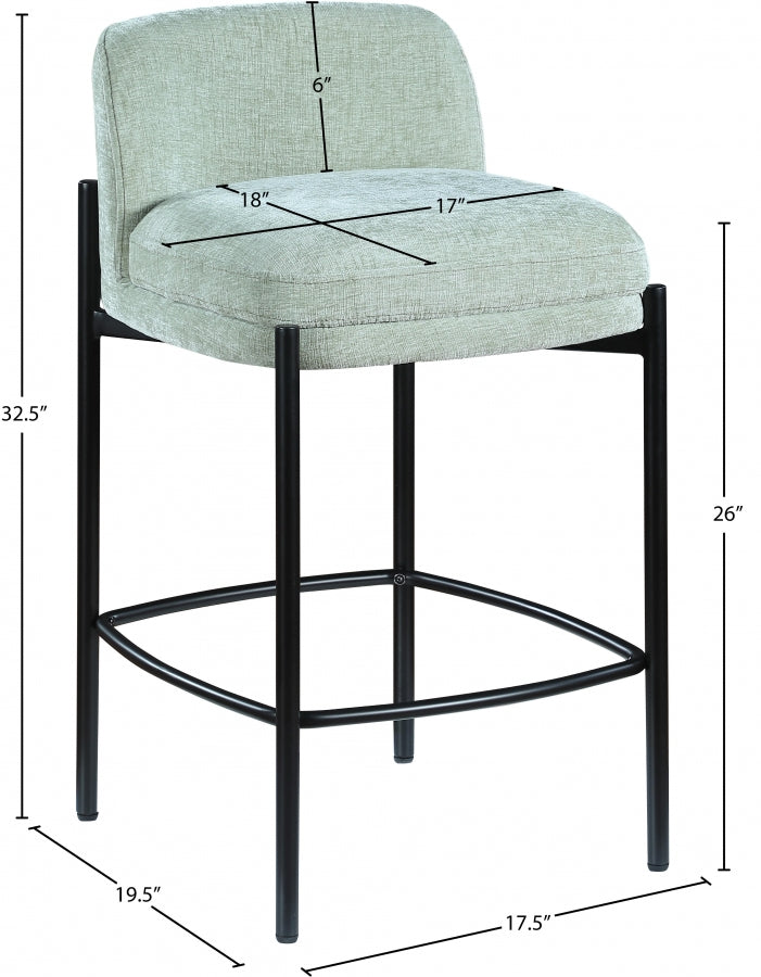 Burton Chenille Fabric Upholstered Bar / Counter Stool — 429-C - Mint - 429Mint-C Dim