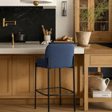Burton Chenille Fabric Upholstered Bar / Counter Stool — 429-C - Blue - 429Navy-C alternate view 1