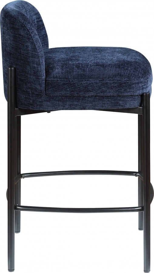 Burton Chenille Fabric Upholstered Bar / Counter Stool — 429-C - Blue - 429Navy-C alternate view 4