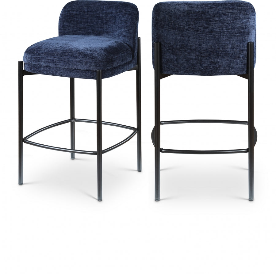 Burton Chenille Fabric Upholstered Bar / Counter Stool — 429-C - Blue - 429Navy-C Double Chair