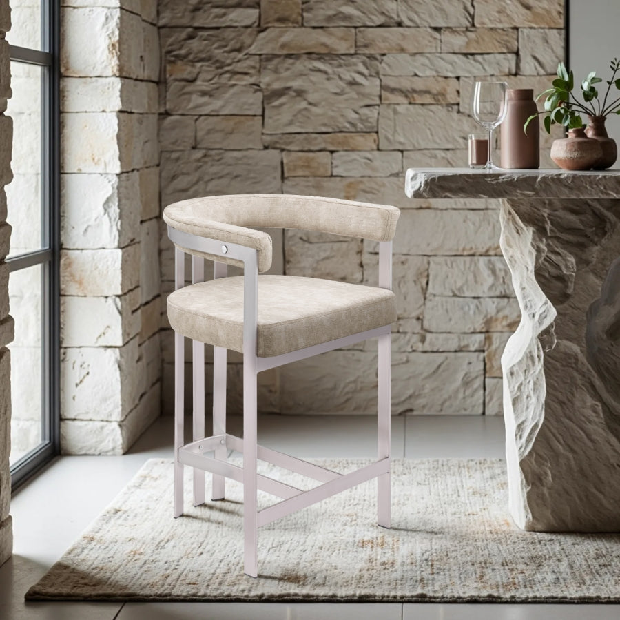 Marcello Velvet Upholstered Counter Stool — 939-C - Beige - 939Beige-C alternate view 1