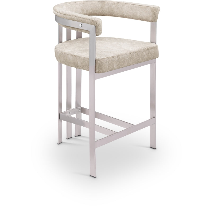 Marcello Velvet Upholstered Counter Stool — 939-C - Beige - 939Beige-C