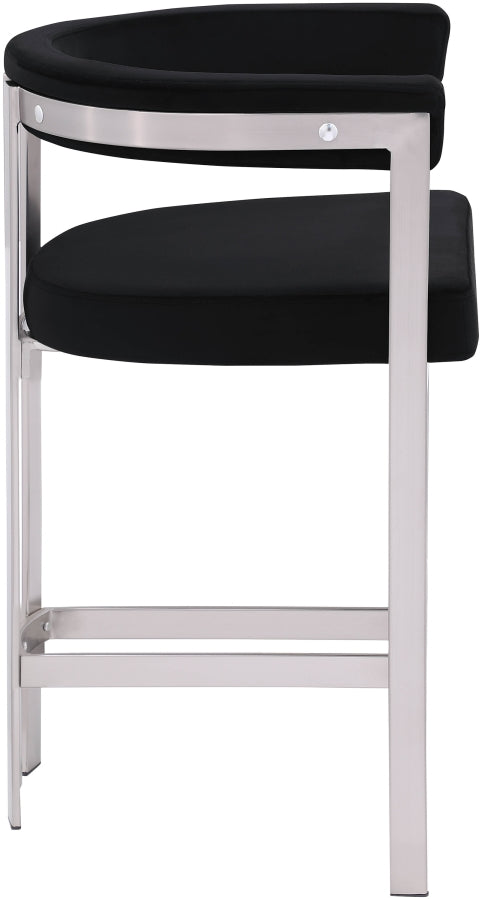 Marcello Velvet Upholstered Counter Stool — 939-C - Black - 939Black-C alternate view 3