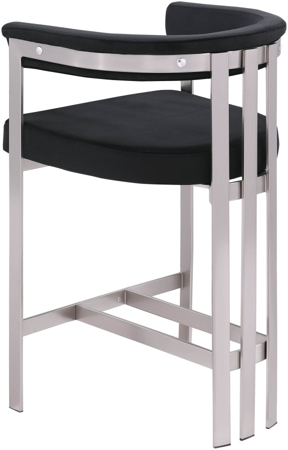 Marcello Velvet Upholstered Counter Stool — 939-C - Black - 939Black-C alternate view 5