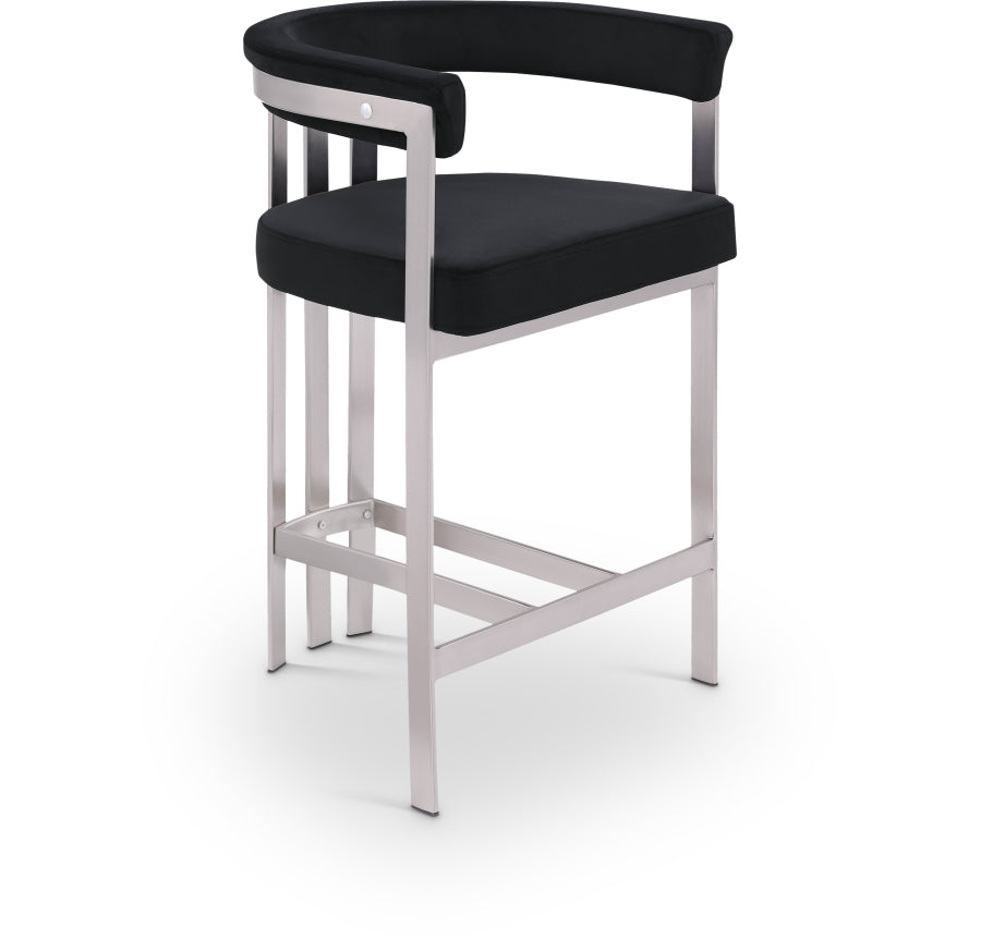Marcello Velvet Upholstered Counter Stool — 939-C - Black - 939Black-C