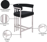 Marcello Velvet Upholstered Counter Stool — 939-C - Black - 939Black-C Infographic