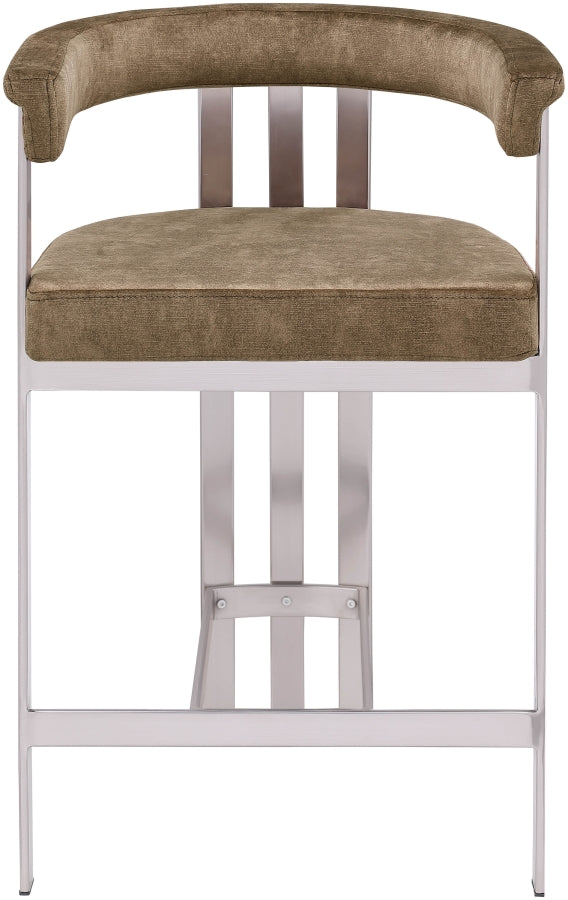 Marcello Velvet Upholstered Counter Stool — 939-C - Brown - 939Brown-C alternate view 2