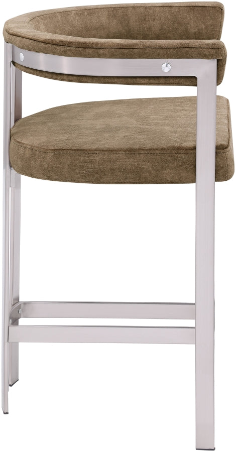 Marcello Velvet Upholstered Counter Stool — 939-C - Brown - 939Brown-C alternate view 3