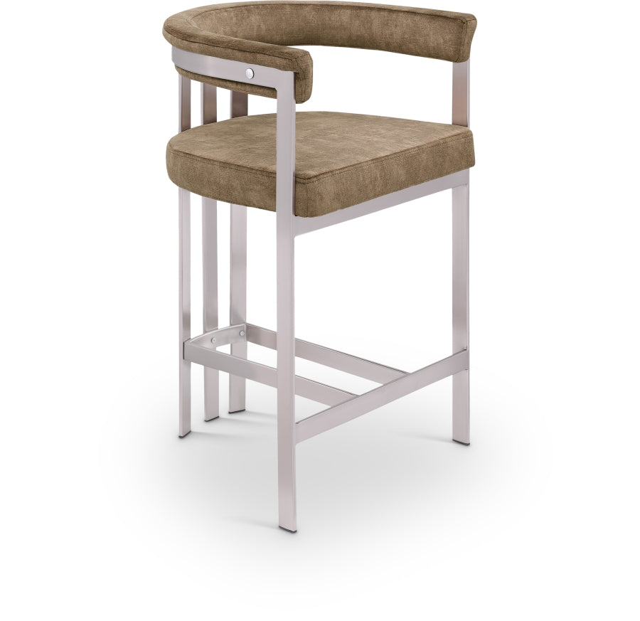 Marcello Velvet Upholstered Counter Stool — 939-C - Brown - 939Brown-C