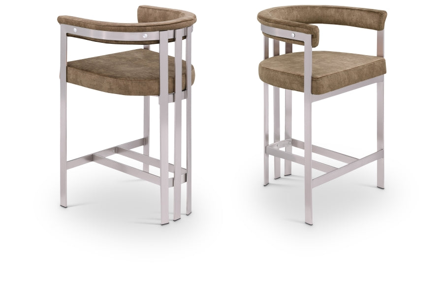 Marcello Velvet Upholstered Counter Stool — 939-C - Brown - 939Brown-C Double Chair