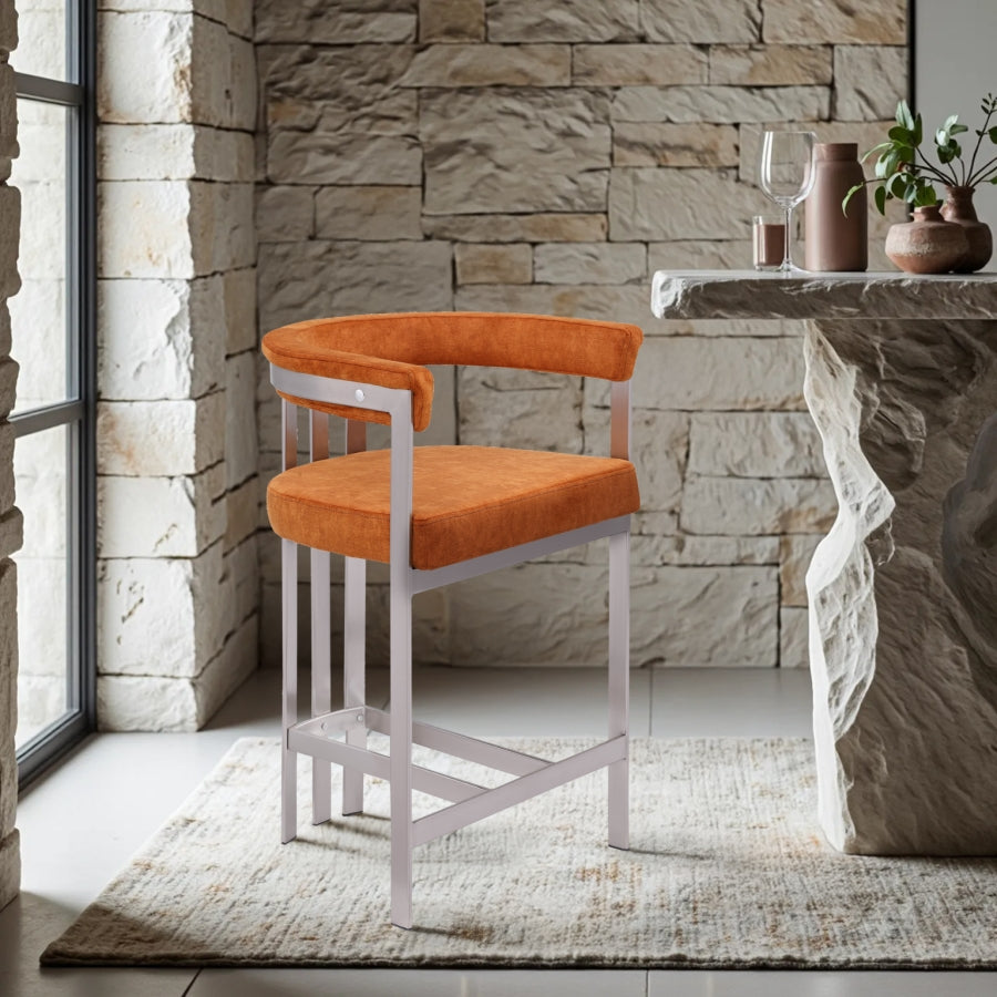 Marcello Velvet Upholstered Counter Stool — 939-C - Cognac - 939Cognac-C alternate view 1