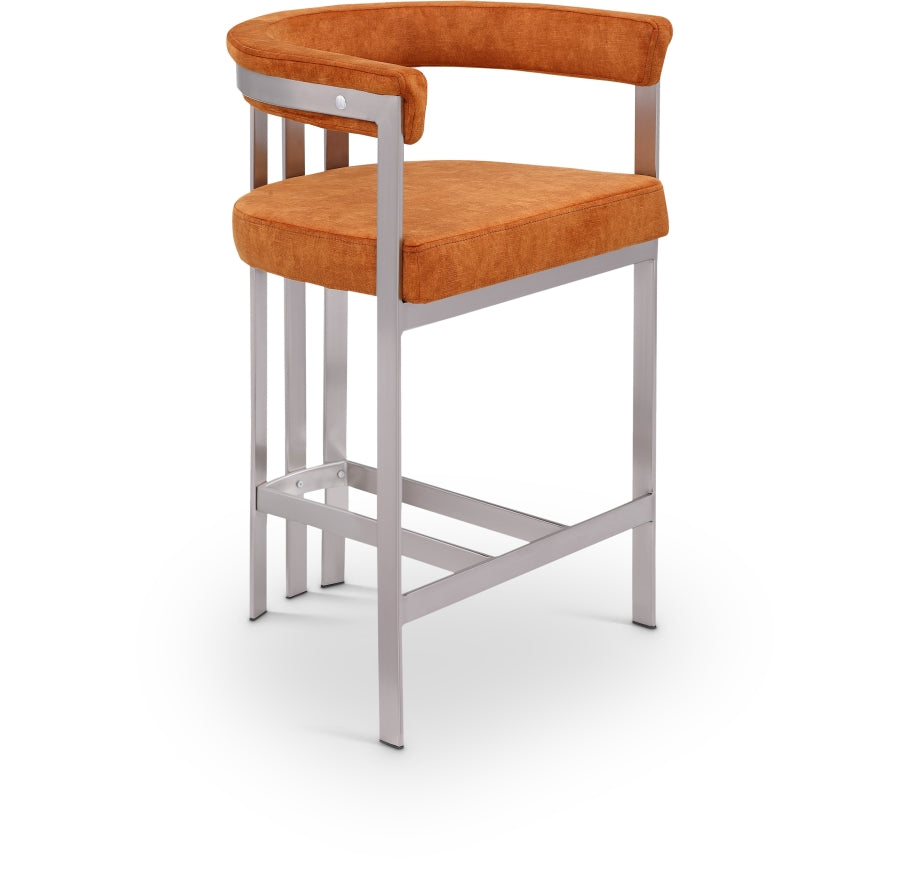 Marcello Velvet Upholstered Counter Stool — 939-C - Cognac - 939Cognac-C