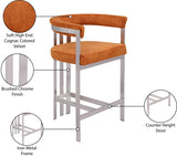 Marcello Velvet Upholstered Counter Stool — 939-C - Cognac - 939Cognac-C Infographic