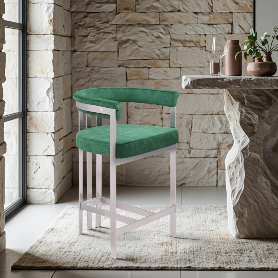 Marcello Velvet Upholstered Counter Stool — 939-C - Green - 939Green-C alternate view 1