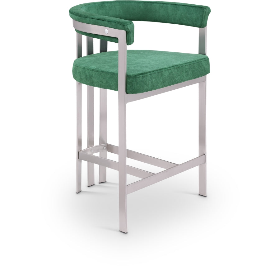 Marcello Velvet Upholstered Counter Stool — 939-C - Green - 939Green-C