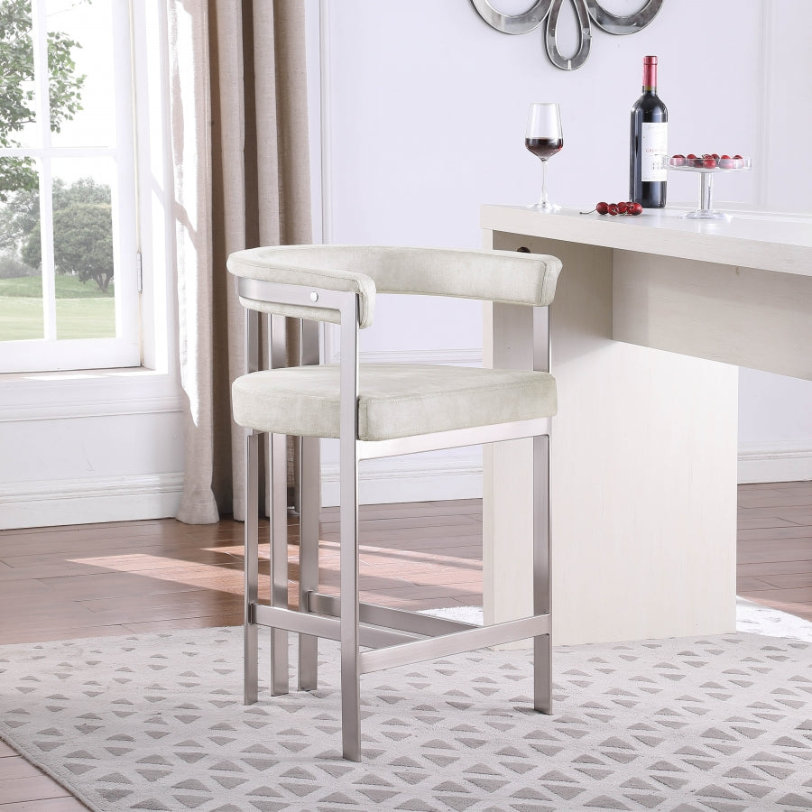 Marcello Velvet Upholstered Counter Stool — 939-C - Stone - 939Stone-C alternate view 1