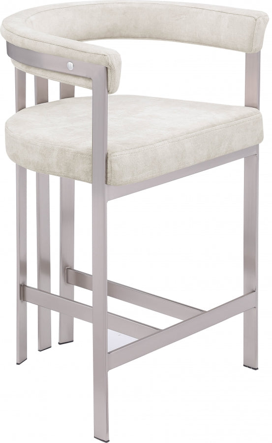 Marcello Velvet Upholstered Counter Stool — 939-C - Stone - 939Stone-C