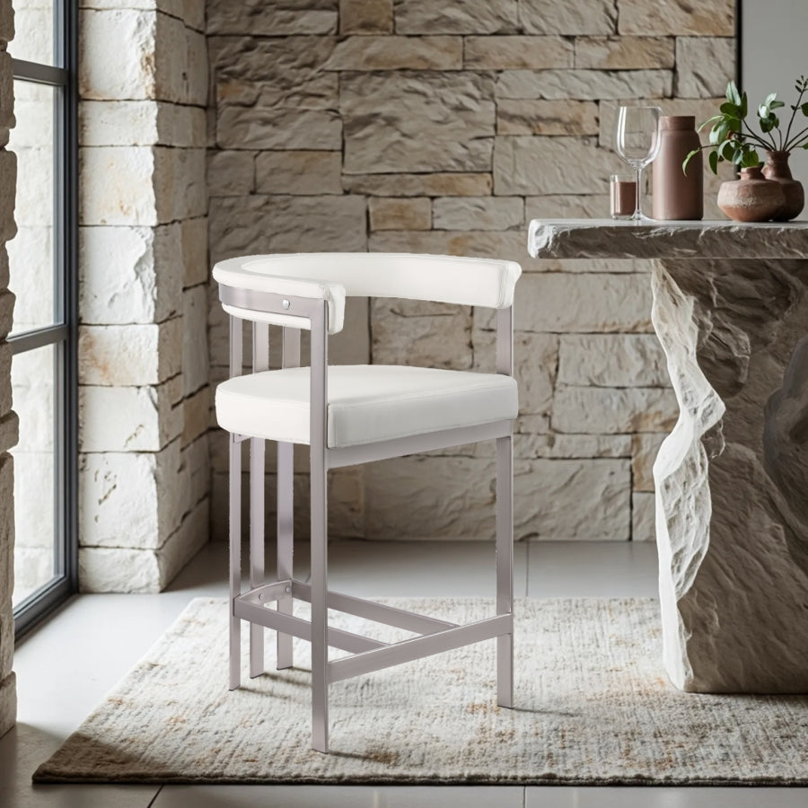 Marcello Vegan Leather Upholstered Bar / Counter Stools — 939-C-Leather - Cream - 939Cream-C alternate view 1