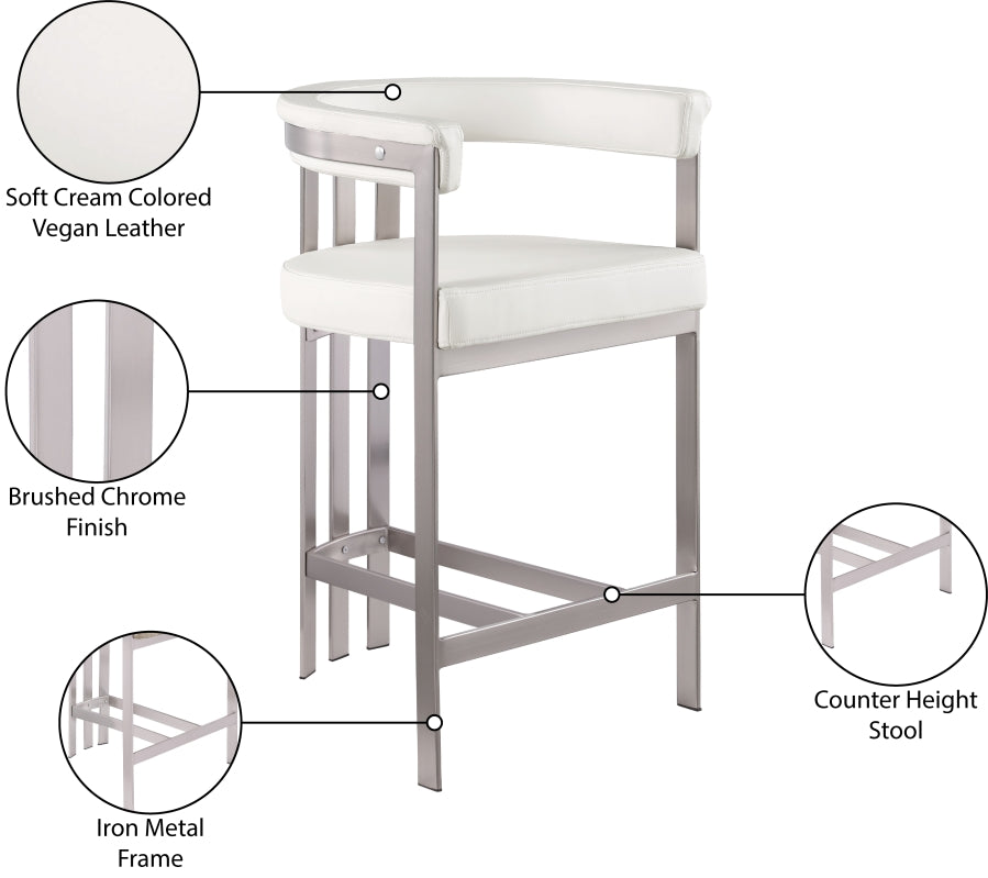 Marcello Vegan Leather Upholstered Bar / Counter Stools — 939-C-Leather - Cream - 939Cream-C Infographic