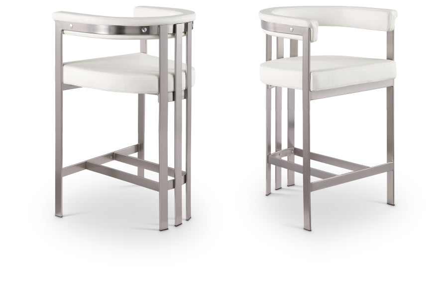 Marcello Vegan Leather Upholstered Bar / Counter Stools — 939-C-Leather - Cream - 939Cream-C Double Chair