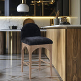 Waldorf Chenille Fabric Upholstered Counter Stool — 390-C - Black - 390Black-C alternate view 1