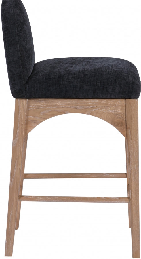 Waldorf Chenille Fabric Upholstered Counter Stool — 390-C - Black - 390Black-C alternate view 3