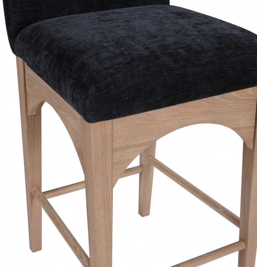 Waldorf Chenille Fabric Upholstered Counter Stool — 390-C - Black - 390Black-C alternate view 4