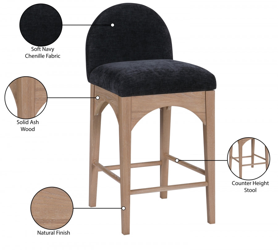 Waldorf Chenille Fabric Upholstered Counter Stool — 390-C - Black - 390Black-C Infographic