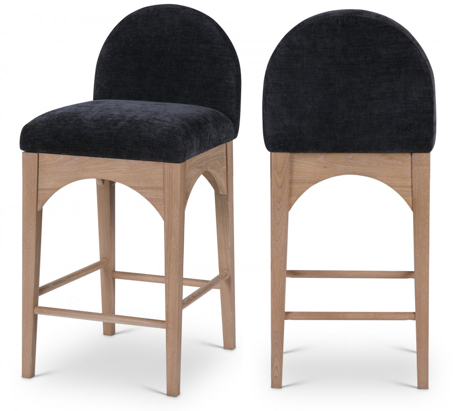 Waldorf Chenille Fabric Upholstered Counter Stool — 390-C - Black - 390Black-C Double Chair