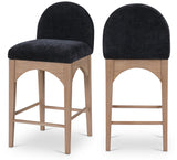 Waldorf Chenille Fabric Upholstered Counter Stool — 390-C - Black - 390Black-C Double Chair