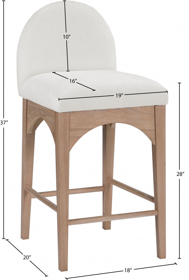 Waldorf Chenille Fabric Upholstered Counter Stool — 390-C - Cream - 390Cream-C Dim