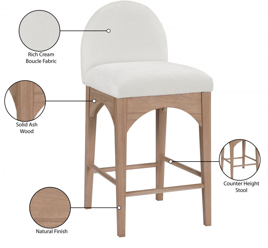 Waldorf Chenille Fabric Upholstered Counter Stool — 390-C - Cream - 390Cream-C Infographic