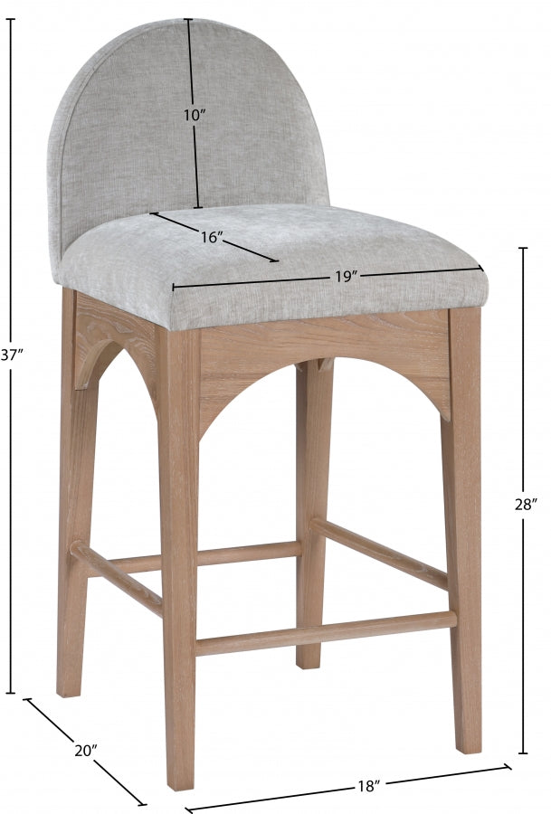 Waldorf Chenille Fabric Upholstered Counter Stool — 390-C - Grey - 390Grey-C Dim